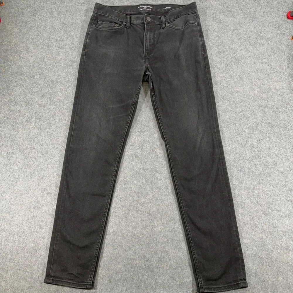 Banana Republic Travel Jean Mens 31x32 Slim Fit Washed Black Stretch Denim Pants